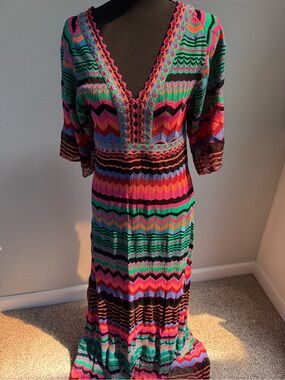 Aldo Martins Multicolor Chevron V-Neck Maxi Dress